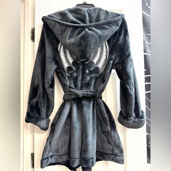 Dolls Kill Black Hooded Robe with Moon and Stars - Picture 3 of 4